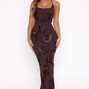White Fox Boutique Chocolate Floral Maxi Dress